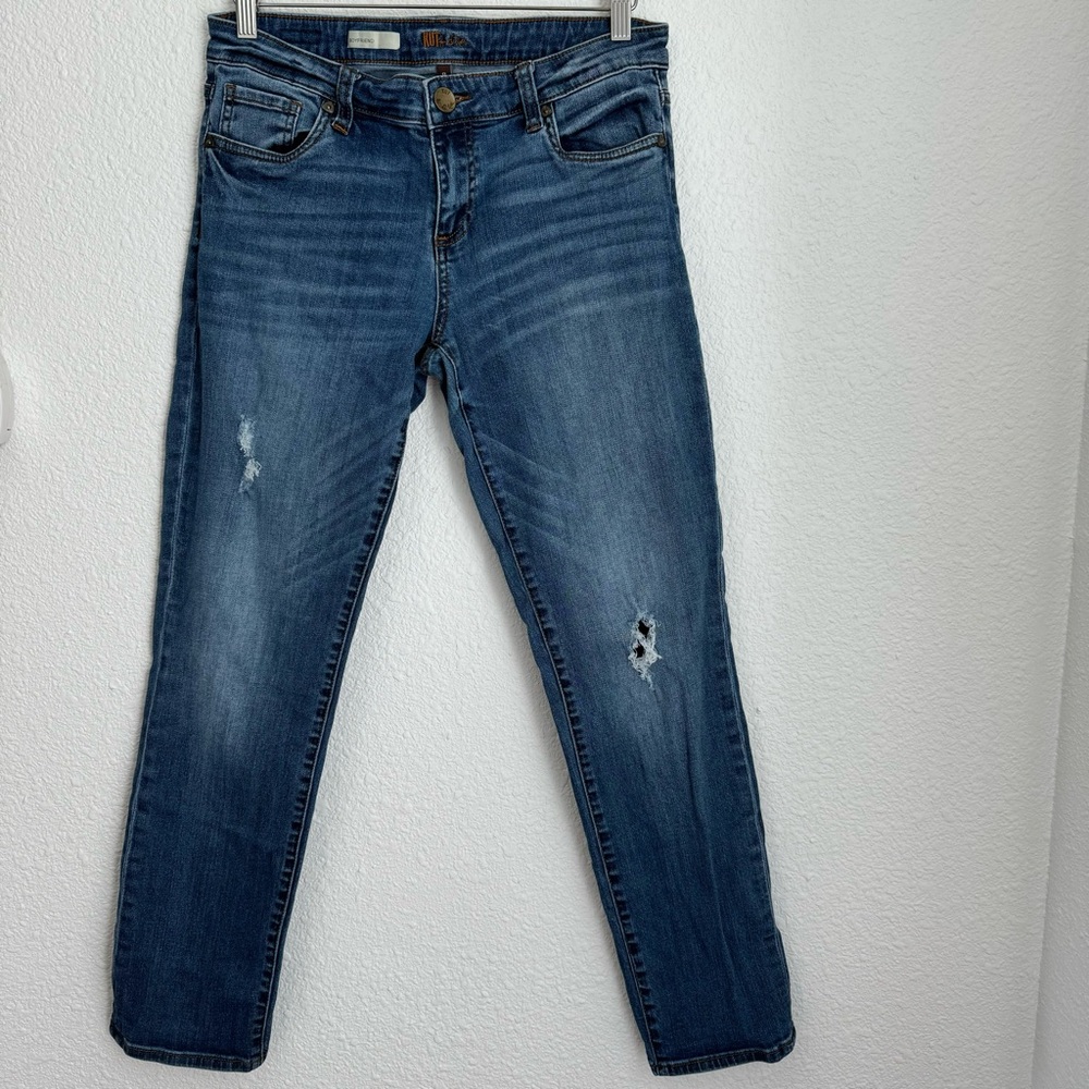 Kut From the Kloth blue distressed midrise cropped boyfriend jeans size 8 / 29